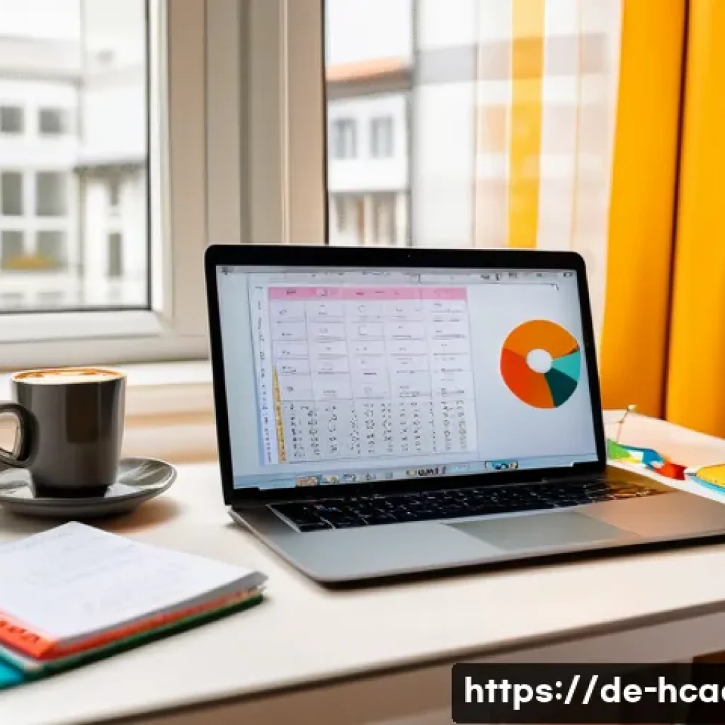 보건의료행정사 단기 합격 전략 - A modern, organized German study desk setup for exam preparation, featuring a clean workspace with a...