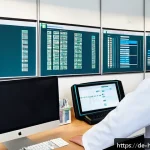 보건의료행정사 업무의 주요 역할 - A modern German healthcare administration office scene showing a diverse team of professionals coord...